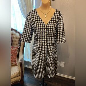 Women tweed V-Neck A Line dress